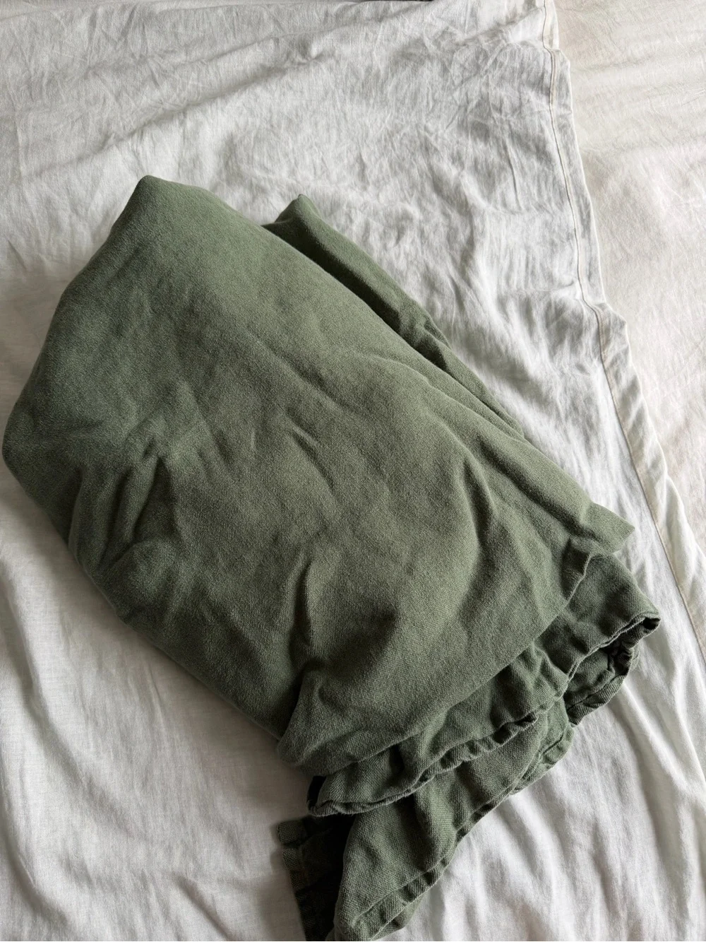 Bed Threads Olive 100% French Flax Linen Throw